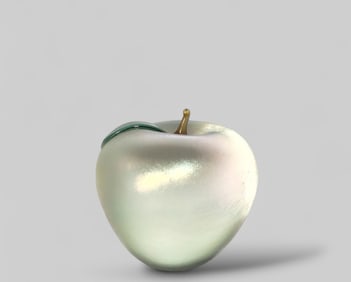 Orient & Flume Art Glass Frosted Iridescent Apple Paperweight
