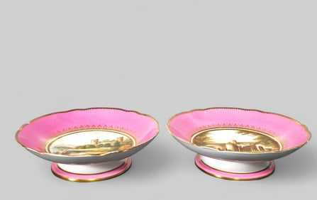 19th Century Copeland Porcelain Hand Painted Compotes