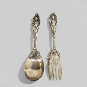 Reed & Barton "Love Disarmed" Sterling Serving Fork & Spoon