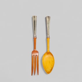 MCM Sterling & Teak Salad Set