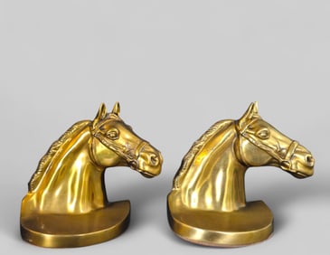 Brass Horse Head Bookends