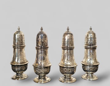 Hand Chased Sterling Silver Salt & Pepper/ Muffineers