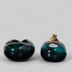 Blenko Glass Co. Ashtray & Lighter Set
