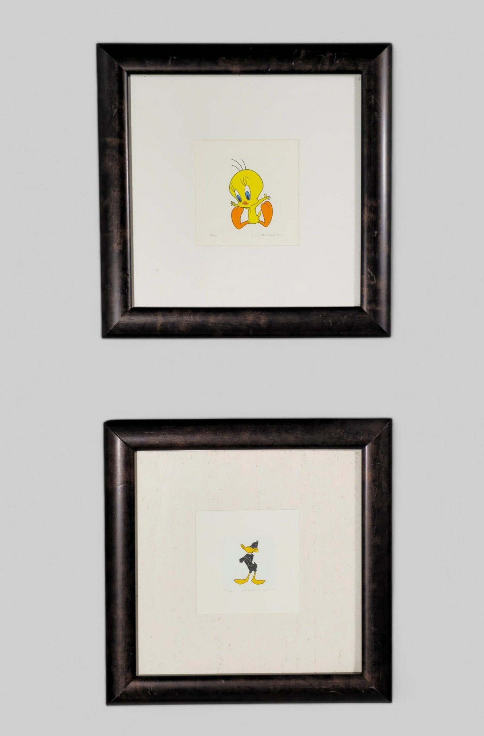 Framed Warner Brothers Limited Edition Etchings "Daffy Duck" & "Tweety Bird" (1 of 6)