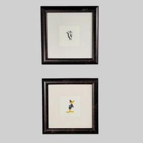 Framed Warner Brothers Limited Edition Etchings "Daffy Duck" & "Penelope Pussycat"