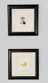 Framed Warner Brothers Limited Edition Etchings "Pepe Le Pew" & Tweety Bird"