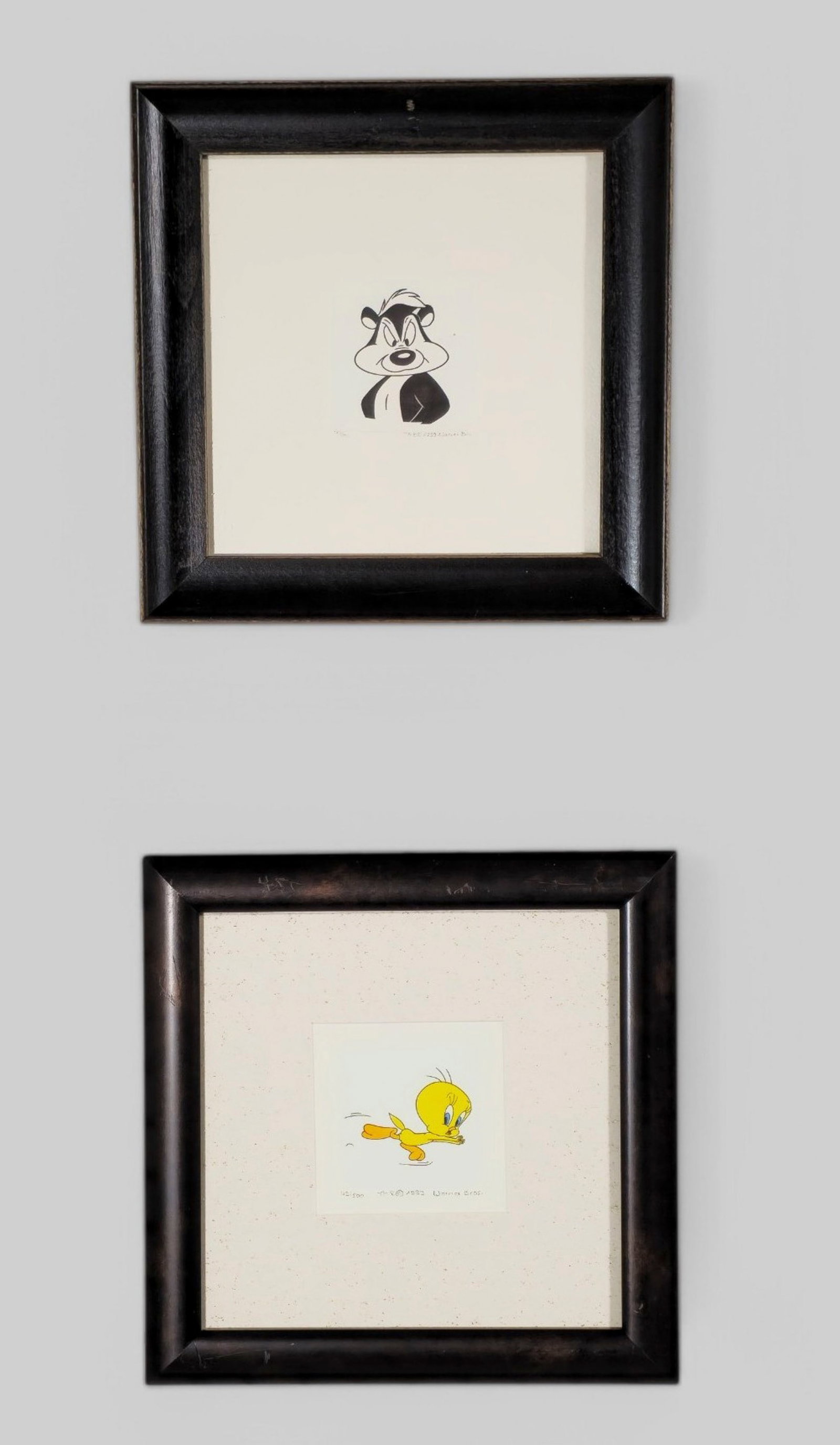 Framed Warner Brothers Limited Edition Etchings "Pepe Le Pew" & Tweety Bird" (1 of 6)