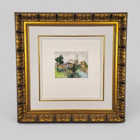 Itzchak Tarkay (1935 - 2012) (Russia) Etching with watercolor "Old Village"