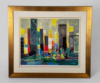 Marcel Mouly (1918 - 2008) (France) Lithograph on Woven Paper "Hong Kong"