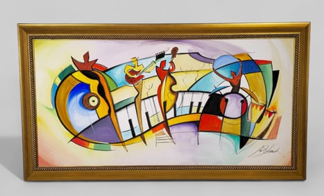 Alfred Gockel (B. 1952) (Germany) Oil on Canvas "Makin Musik"