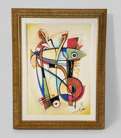 Alfred Gockel (B. 1952) (Germany) Giclee with Hand Drawn Remarque on Canvas "Heart Full of Blues"