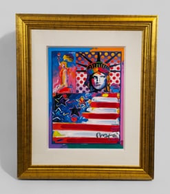 Peter Max (B. 1937) (Germany/USA) Mixed Media with Acrylic & Color Lithography on Paper "God Bless A