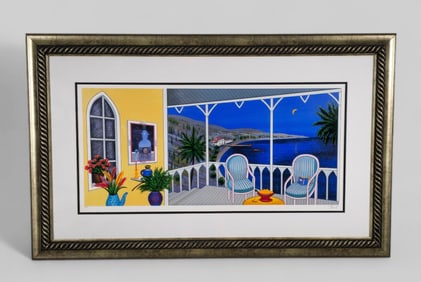 Fanch Ledan (B. 1949) (France) Serio lithograph on Woven Paper "Summer Night in Acapulco"