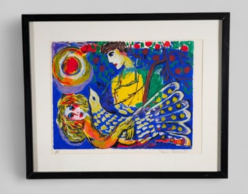 Zamy Steynovitz (1951 - 2000) (Poland) Serigraph on Paper "Passionate Peacock"