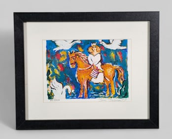 Zamy Steynovitz (1951 - 2000) (Poland) Serigraph on Paper "Goose Queen"