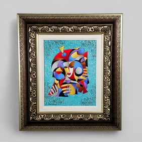 Anatole Krasnyansky (B. 1930) (Ukraine) Serigraph with Hand Embellishment "Paradise Carnival"