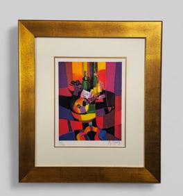 Marcel Mouly (1918 - 2008) (France) Lithograph  on paper "Mandoline a la Parti"