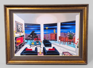 Fanch Ledan (B. 1949) (France) Hand Embellished Giclee on Canvas "Interior with Picasso"