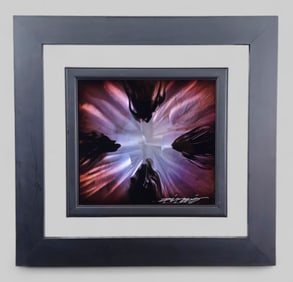 Chris Derubeis  (B. 1978) (California) Mixed Media on Aluminum "Mini Burst Purple"