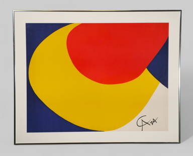 Alexander Calder (1898-1976) (PA, NY) Lithograph "Convection": Lithograph on paper "Convection" by Alexander Calder. From the Flying Colors series. Signed lower right and with "Flying Colors" watermark. Image 19 1/2 x 25 1/2 Frame- 24 1/2 x 30 1/4