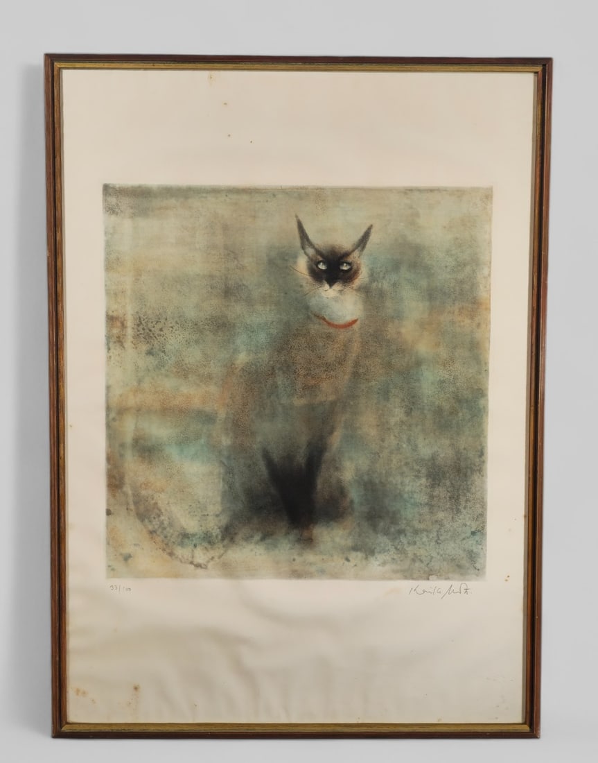 Kaiko Moti (1921-1989) (India) Cat Etching (1 of 11)