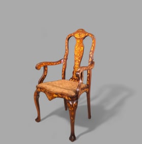 19th Century Dutch Marquetry Armchair