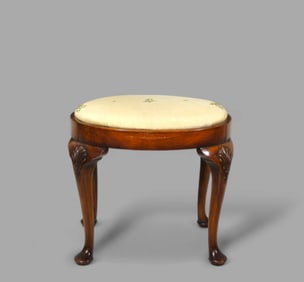 19th Century Queen Anne Style Dressing Stool/ Accent Stool