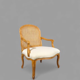 Louis XV Style Pickled Pine Arm Chair
