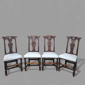 19th Century Carolear Style Carved Oak Chairs