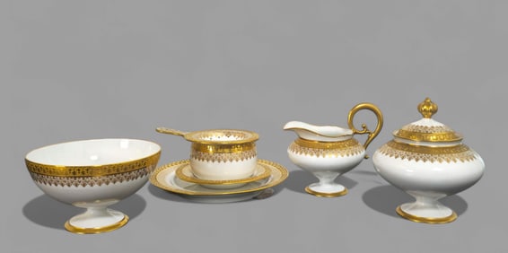 Limoges J. Pouyat White & Gold Gilt Tableware/ China