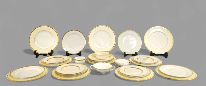 Assembled White & Gilt Tableware