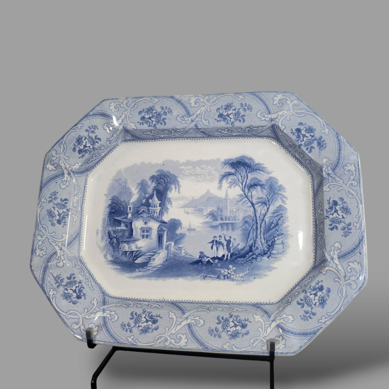 TJ & J Mayer 19th Century Ironstone "Florentine" Platter: TJ & J Mayer 19th Century Ironstone "Florentine" Platter, circa 1850. Marked to underside.19w x 15d x 1 3/4h