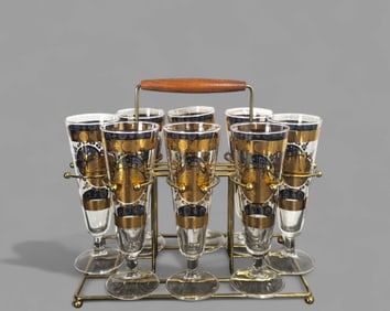 MCM Culver Coronet Pilsner Glasses Barware Set