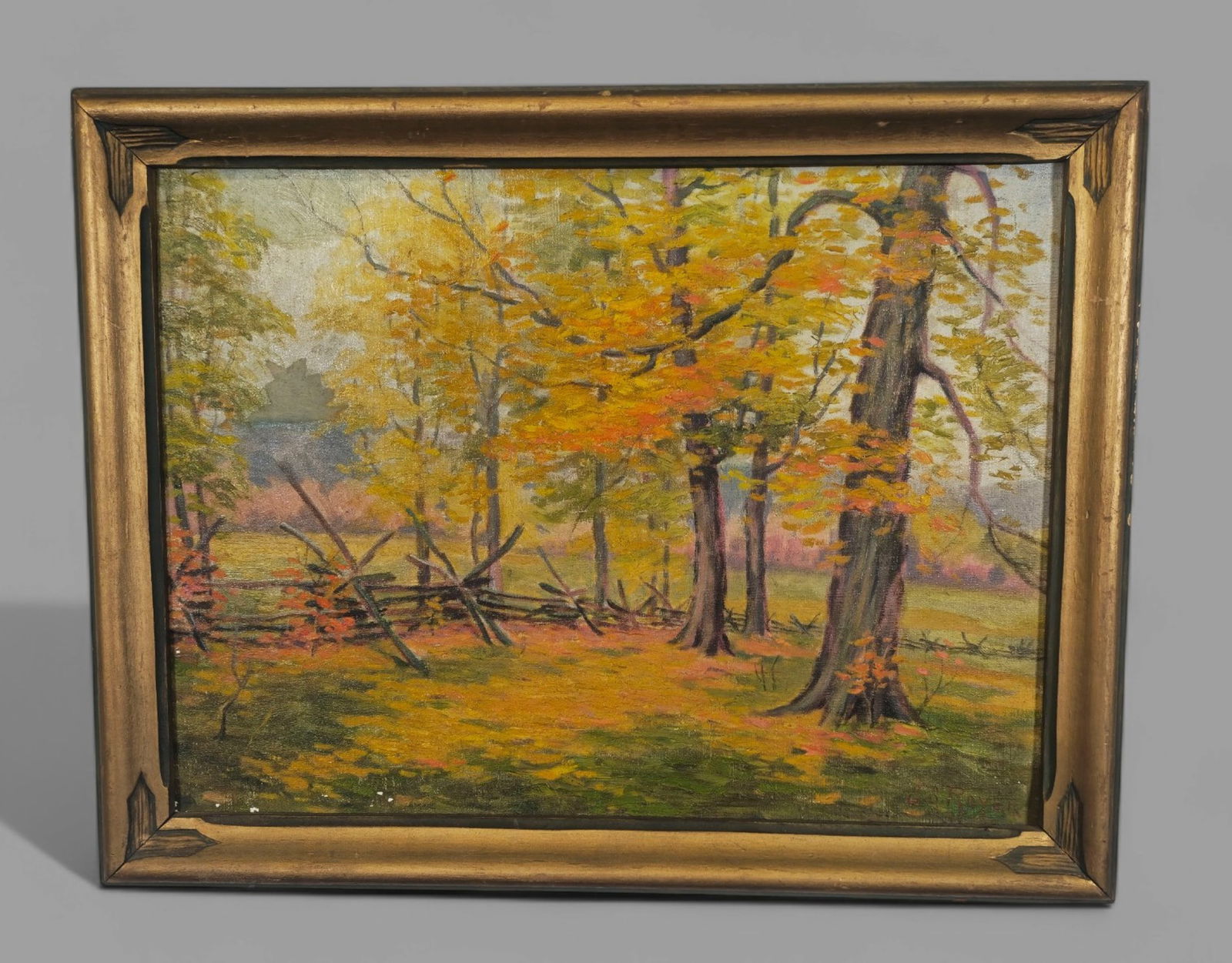 Jacob S. Royer (1883-1959) (Ohio) Oil, "Old Rail Fence" (1 of 6)