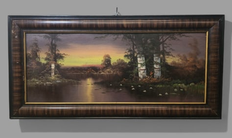 Oil, Fall Landscape on River