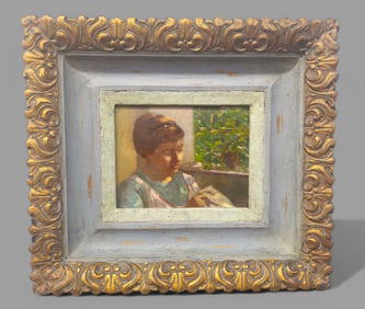 Portrait of Lady Sewing, Oil