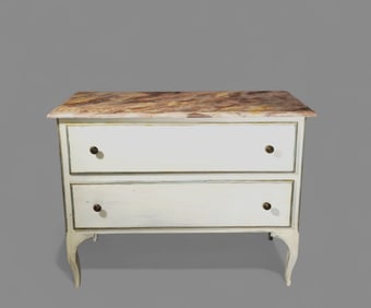Faux Marble Top Provencial Commode/ Dresser