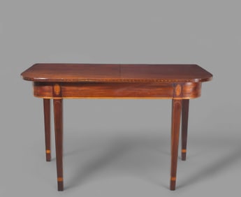 Sheraton Style Mahogany Inlaid Console Table