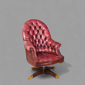 Brass & Leather Georgian Style Chesterfield Desk Chair