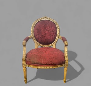 1920's French Louis XVI Style Carve Armchair
