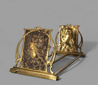 Art Nouveau Expandable Cast Brass Owl Bookstand