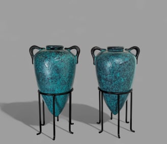 Arts & Crafts Style Dart Vases on Stands