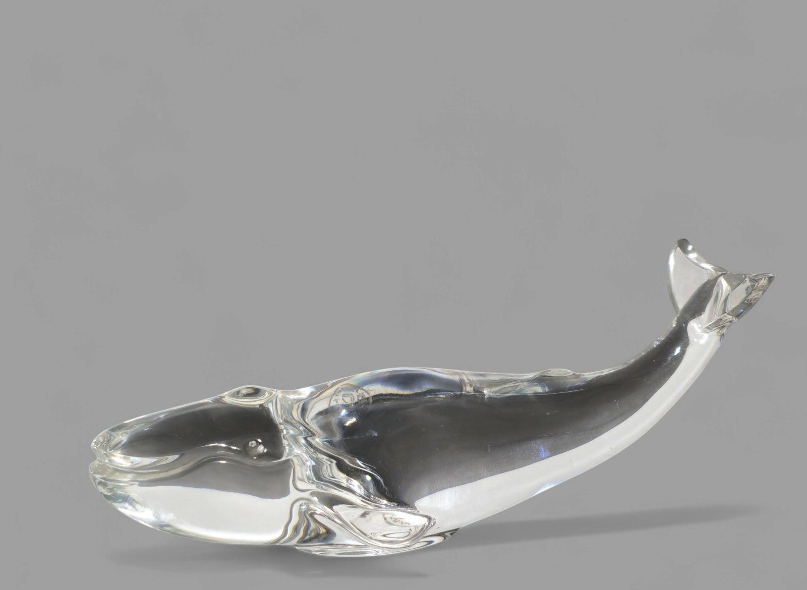Baccarat French Crystal Whale Figurine: Baccarat French Crystal Whale Figurine. Etched manufacturer's mark to underside. 6" long