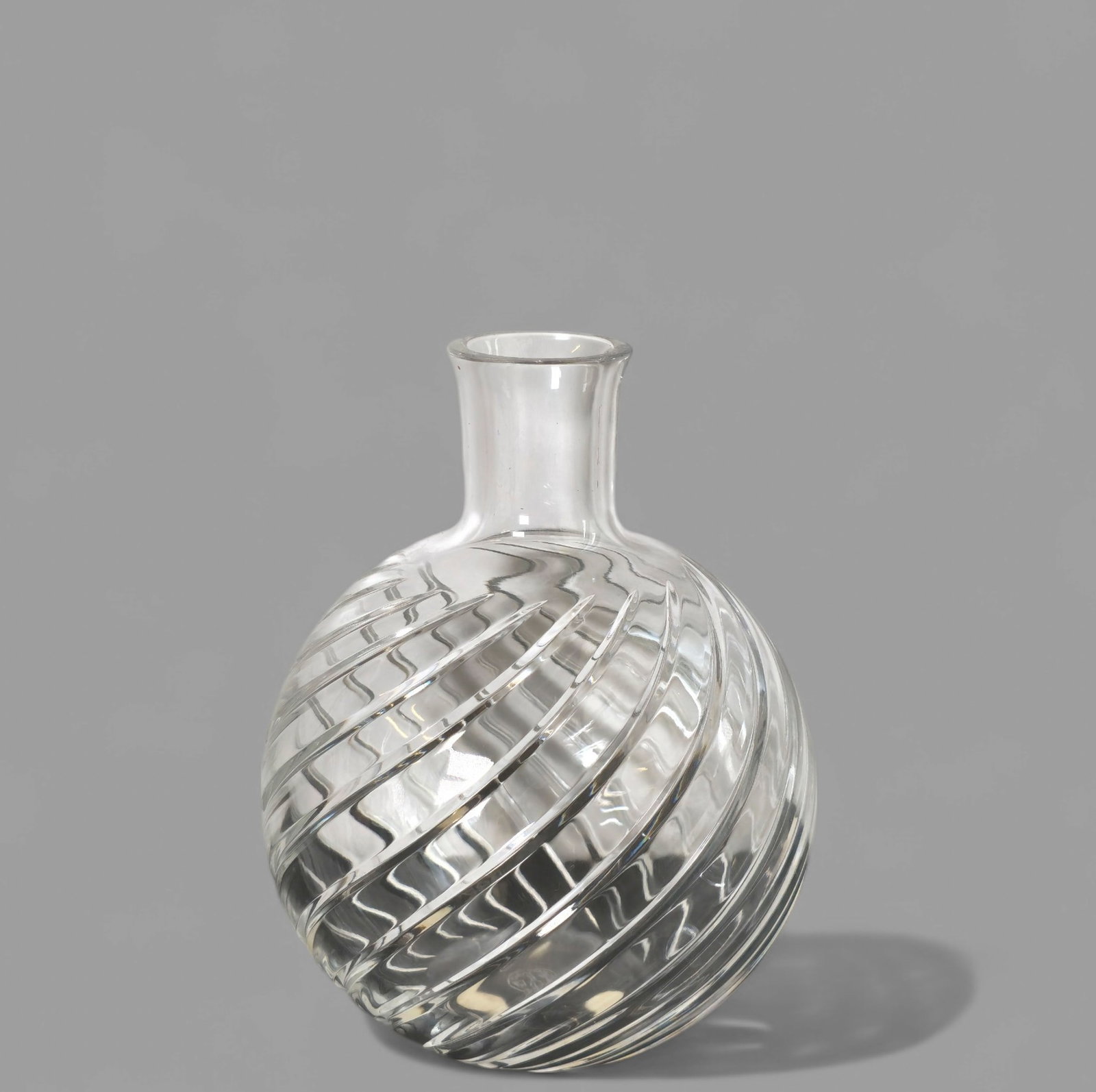 Baccarat French Crystal Cyclades Swirl Vase: Baccarat French Crystal Cyclades Swirl Vase. Etched manufacturer's mark to underside. 3 3/4dia x 4 3/4h