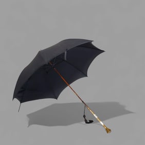 Victorian Umbrella With Repousse Brass and MOP Handle