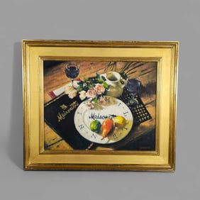 Ron Johnson (B. 1947) (N.C., Wisconsin) Oil "Maisonette Table Setting" Still Life