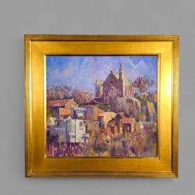 Ron Johnson (B. 1947) (N.C., Wisconsin) Oil "View of Immaculata"