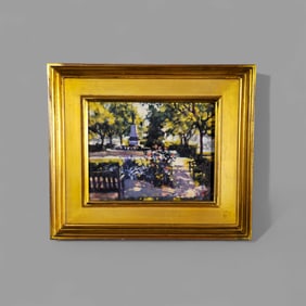 Ron Johnson (B. 1947) (N.C., Wisconsin) Oil Hyde Park Square