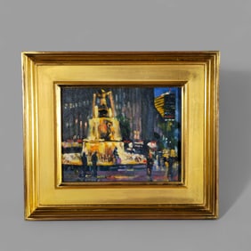 Ron Johnson (B. 1947) (N.C., Wisconsin) Oil Fountain Square, Cincinnati Ohio