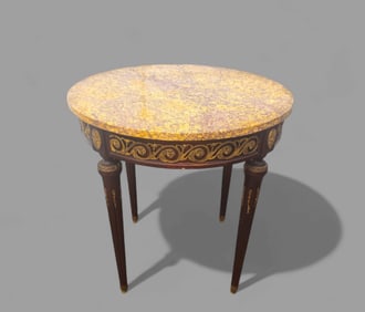 Louis XVI Style Marble Top Bouillotte Table